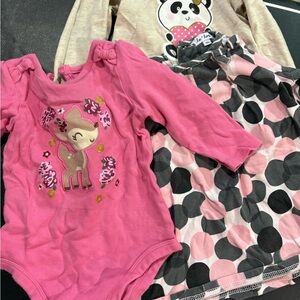 Carter's Cream Bodysuit with Panda and Gold Bow Graphic